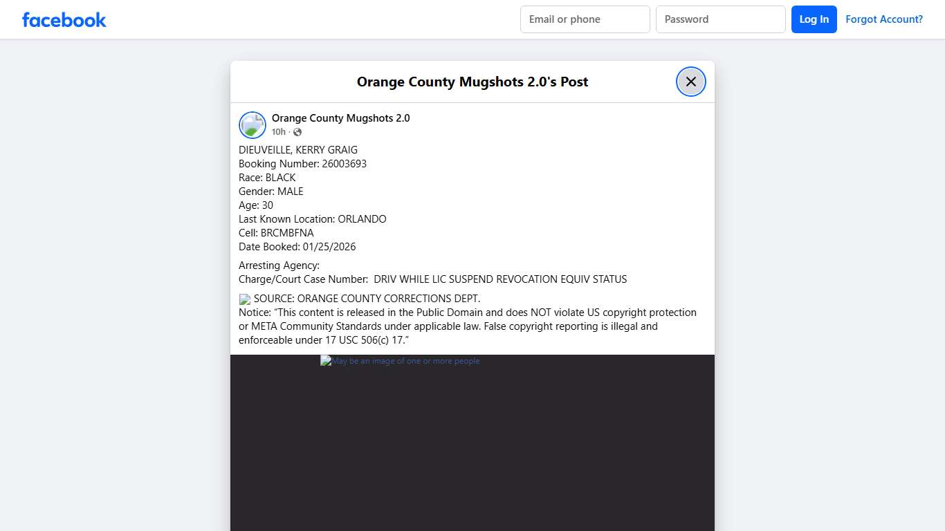 DIEUVEILLE, KERRY GRAIG... - Orange County Mugshots 2.0 Facebook